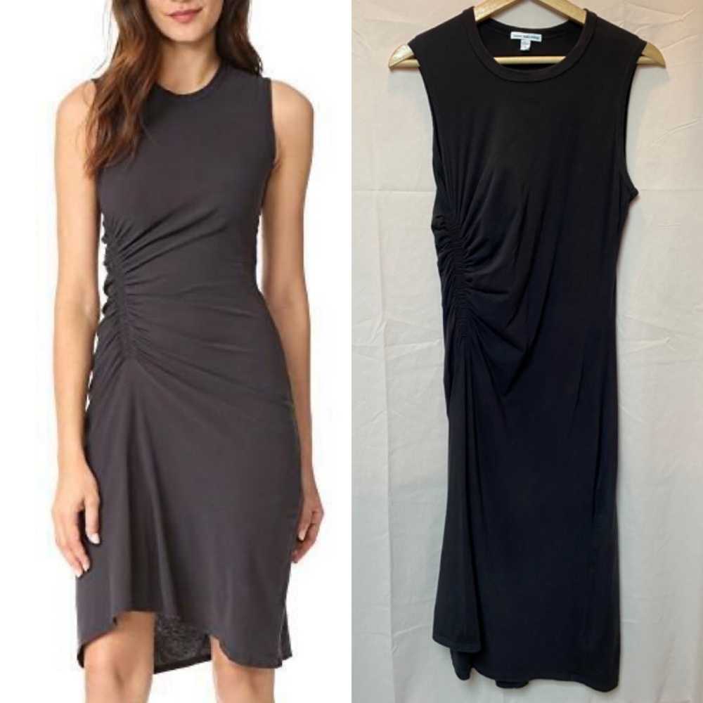 Standard JAMES PERSE Spiral Shirred Sheath Dress Size 3 Large Sleeveless Midi